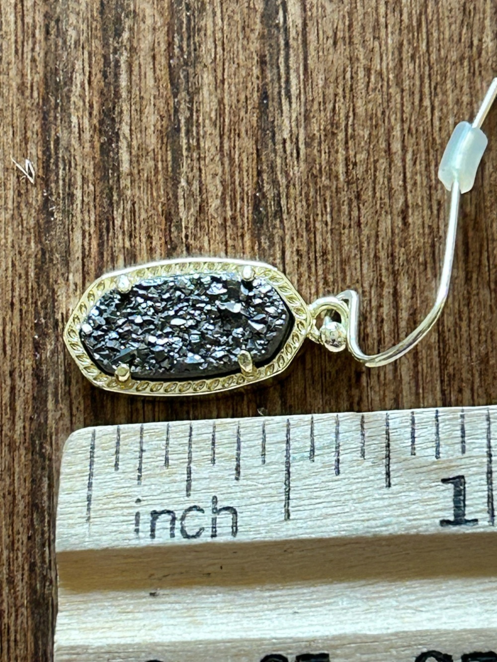Kendra Scott Lee Oval Drusy Drop Pierced Earrings Gold Platinum - Picture 5 of 7